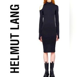 Helmut Lang NWOT Black Long Sleeve cut out dress M $295